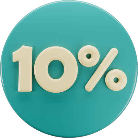 3d icon of 10 percents discount on blue